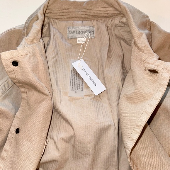 Outerknown Century Car Coat Mens Latte Canvas Trench Over Coat 100% Cotton S NEW - Picture 6 of 10